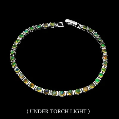 Pulsera de plata de ley 925 pera ópalo de fuego piedras preciosas naturales joyería 7,5 pulgadas Foto 1 de 4