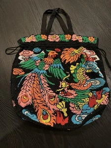 Rhinestone Bag Black With Flowers Designs, Colorful Purse, - Picture 1 of 10