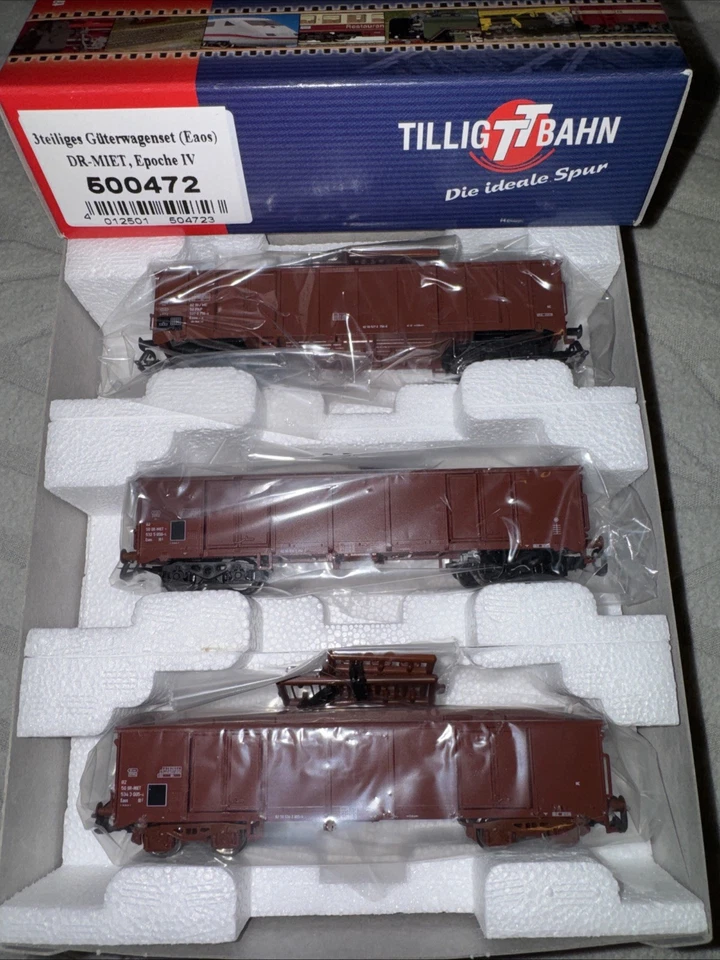 Tillig TT 500472 3 Teiliges Güterwagenset Eaos DR Miet Ep IV - Unbespielt Ovp - Bild 1 von 1