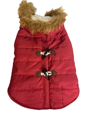 小狗小狗背心/外套带帽夏尔巴内衬红色外部检查尺寸! — 第 1/4 张图片