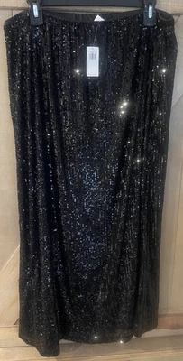 Old Navy Black Sequined Maxi Skirt Lined Size Large Holiday Party NWT💚 - Image 1 of 4