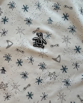 Penguin Golf Performance Polo Shirt Mens M White Blue Cosmic Graphic Print Star - Image 1 of 4