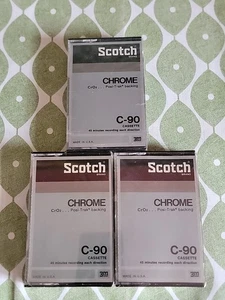 3 cintas de casete de audio Scotch C 90 min cromadas CrO2 Posi-trak nuevas selladas - Imagen 1 de 3