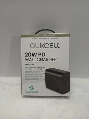 Quickcell USB-C Type Single Wall Charger - Factory Sealed - 20W PD - Black - Image 1 of 4