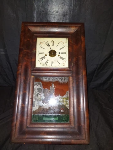 Antique E.N. Welch Wall Clock Weight Driven Clock for Parts or Repair Cover