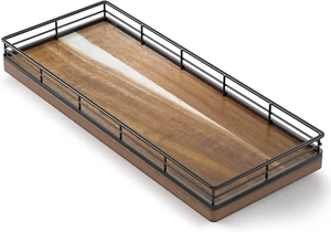 Acacia Wooden Decorative Tray, 11.2" L Coffee Table Tray for Kitchen Countertop - Picture 1 of 12