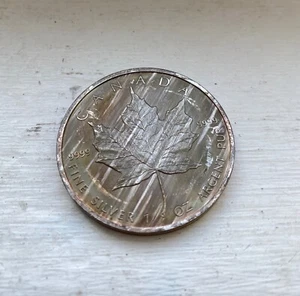 Richly Toned 1oz Vintage 1988 Maple Leaf Round Silver Bar 999 M06 - Picture 1 of 4