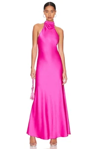 MISHA COLLECTION Evianna Halter Neck Satin Trumpet Gown - Picture 1 of 12