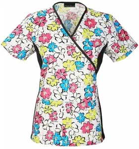 CHEROKEE Flexibles Mock Wrap Knit Panel Top 2988C (Flower You Doing? - Large) - Picture 1 of 2