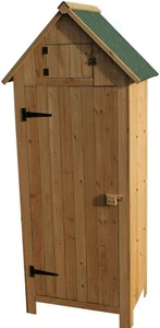 Outdoor Brighton Garden Wooden Storage Cabinet or Tool Shed In Natural - Picture 1 of 5