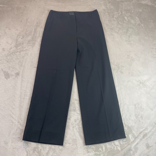 FENDI Pantalone Donna 42 (30x28) Nero 100% Pile Lana Gamba Larga Designer Autentico