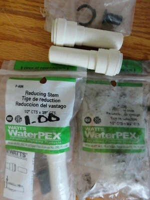 Lot of 4 Watts Push Fit 1/2" CTS X 3/8" CTS REDUCING STEM Quick Connect PEX 4 PK - Image 1 of 4