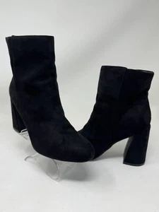 Women's Nine West Black Sude Block Heel Boots Size 7.5 - Picture 1 of 10