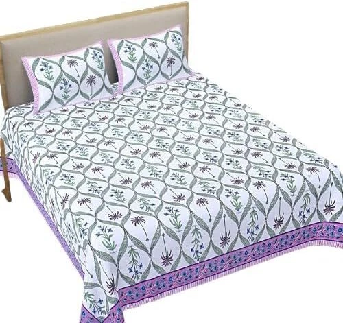 Sábana bajera de algodón ultra suave con 2 fundas de almohada hecha a mano transpirable Foto 1 de 1