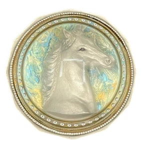 1986 Meadow Mountain Designs Maine Charles Hill Glas & Zinn Pferd Briefbeschwerer - Bild 1 von 9
