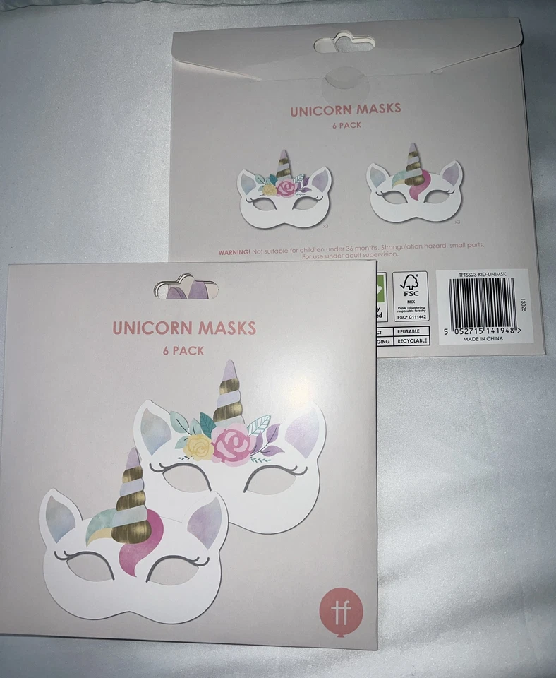 UNICORN Paper Face Masks 6 pack X 2  - Image 1 of 1