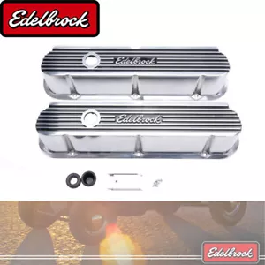 Edelbrock 4264 Elite II Series Valve Covers Tall Aluminum Polished Finish - Picture 1 of 3