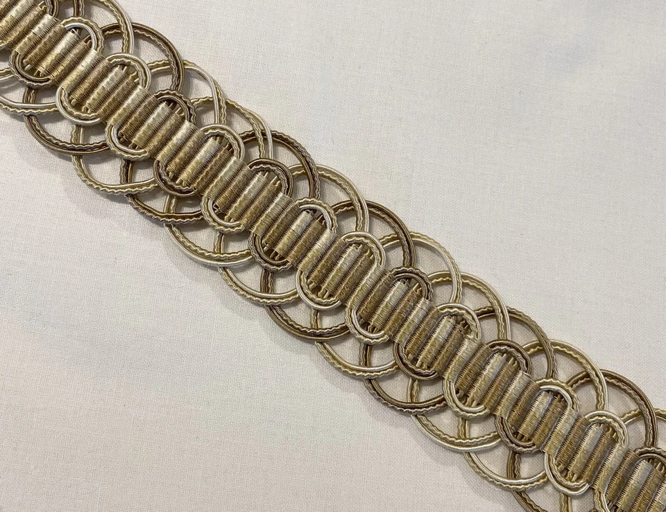 SCALAMANDRE TAUPES "LE MANS" PASSEMENTERIE OPEN SCROLL BRAID SILK GALON TRIM - Image 1 of 1