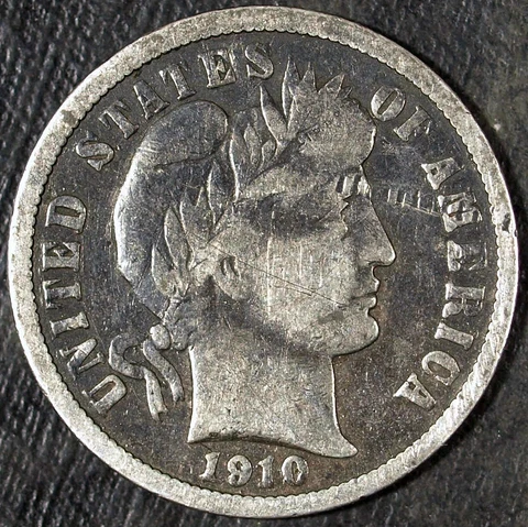 1910 D Barber Silver Dime ☆☆ Circulated ☆☆ Great Set Filler 316 Cover