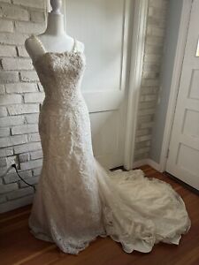 San Patrick 1964 Sequin Beaded Train Wedding Dress XS