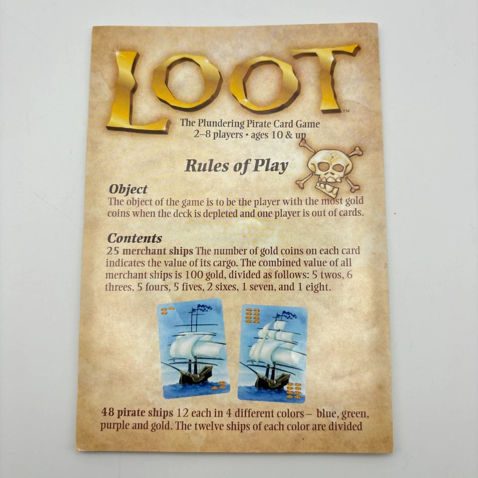 Loot Instructions Only 2005 Gamewright Card Replacements Parts Pieces Rules - Изображение 1 из 1