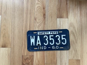 1960 Indiana "Safety Pays" License Plate - Picture 1 of 1