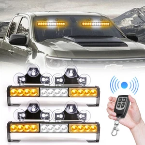 2 IN 1 Windshield Traffic Advisor Emergency Warning Strobe Light Bar Amber White - Picture 1 of 12