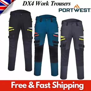 Portwest DX4 ginocchio aderente leggero flessibile pantaloni da lavoro HiVis DX449 - Foto 1 di 12