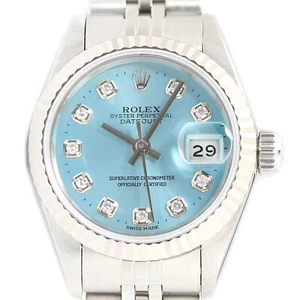 Rolex Damen Datejust 18K Weißgold & Stahl eisblau Diamant Uhr 69174 - Bild 1 von 9