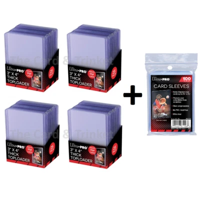 100 Ultra PRO Thick 55pt Toploaders + 100 SLEEVES Toploader Loader Loaders 4x 25 - Image 1 of 4