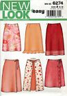 New Look 6274 EASY A-Line Skirts w Wrap Front, Overskirt, Ruffle Sz 8-18 UNCUT