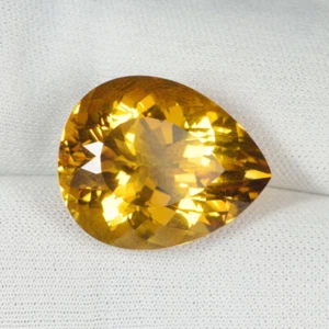 14.60 ct HI END LUSTROUS GOLDEN YELLOW NATURAL CITRINE Loose gem Pear See Vdo CL - Picture 1 of 2