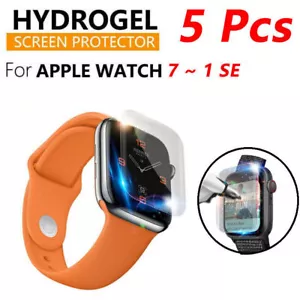 5 Pcs Clear Watch Screen Protector For Apple Watch 7 6 5 4 3 SE Series Hydrogel - Picture 1 of 11