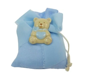 Bomboniera Battesimo Nascita Sacchetto Orsetto Calamita Celeste - Imagen 1 de 1