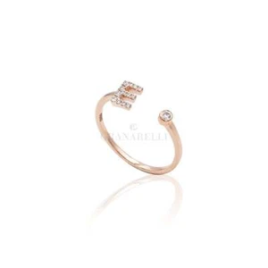 Anello Iniziale Lettera E con Diamanti Oro Rosa - Imagen 1 de 2