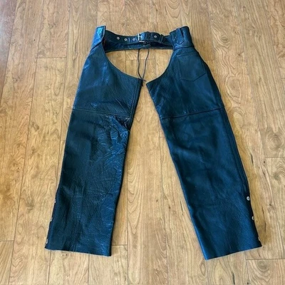 Interstate Leather Classic Originals Black Leather Chaps Unisex Size Medium - Image 1 of 4