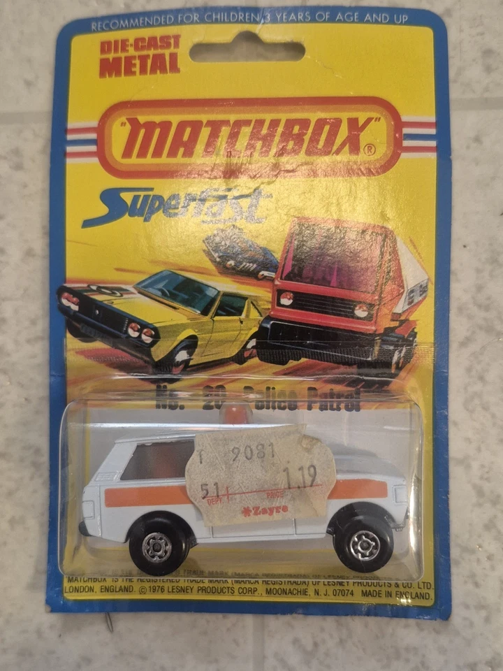 1976 LESNEY PRODUCT MATCHBOX SUPER FAST #20 POLICE PATROL UNOPENED. - Image 1 of 4