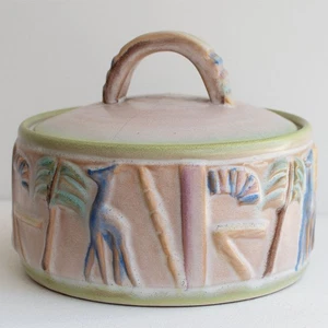 Hildegard Delius Rheinsberg große Deckeldose rund Relief handbemalt Keramik 1929 - Picture 1 of 11