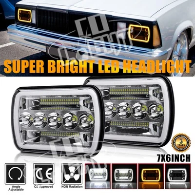 2x 7x6" LED Headlight HI-LO DRL For Chevy El Camino 1978-1981 Chevette 1979-1987 - Image 1 of 4