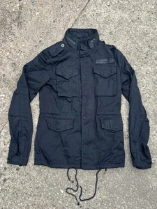 All Saints Spitalfields Cotton Distressed Field Jacket Black UK Size S - Picture 1 of 7