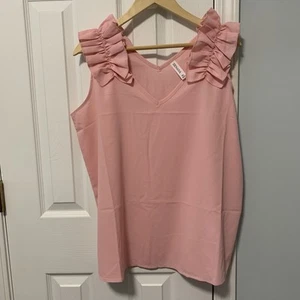 zenana top xl Pink Ruffle Shoulder Sleeveless - Picture 1 of 8