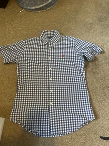 Ralph Lauren Herren Größe Small Kurzarm Hemd Blau Kariert Custom Fit Oberteil - Bild 1 von 5