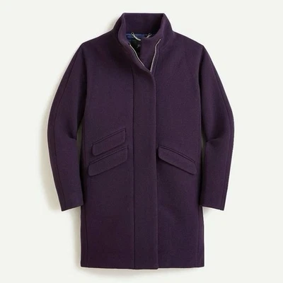 全新带标签 J.Crew Cocoon 大衣,彩色茄子紫色,尺寸 2P — 第 1/4 张图片