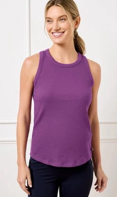 NWT T By Talbots Women’s Size L Purple Cotton Blend Ribbed Racerback Tank - Image 1 of 4