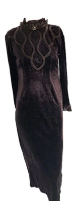 Vestido para mujer Mirror Image pequeño vintage borgoña terciopelo gótico maxi lápiz Foto 1 de 4