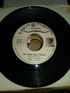 JANET McBRIDE & VERN STOVALL 45 rpm  record I'M WILD BILL TONIGHT - Picture 1 of 3