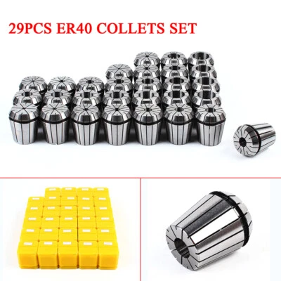 29 Pcs ER40 Precision Spring Collet Set Milling Lathe CNC Chuck Bit Holder Tool - Image 1 of 4