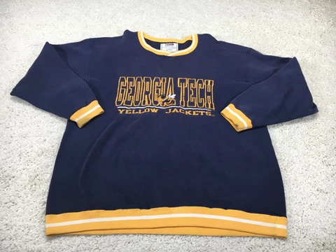 Vintage Georgia Tech Yellow Jackets Sweatshirt Mens Extra Large Blue Sweater 90s Cover