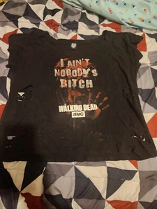 Exclusive Walking dead "Nobody's bleep" 4XL women's shirt with pre-made rips - Picture 1 of 3