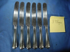 (6) Gorham Fairfax Sterling 8 1/2" Blunt Knifes  "H"? MONOGRAM 348gm - Picture 1 of 10